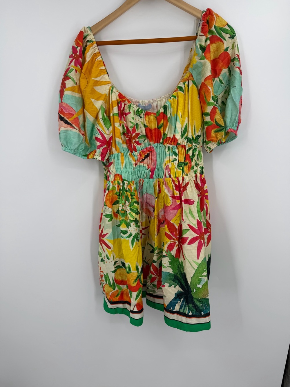 🌺 Antonio Melani Tropical Print Dress — Flamingos & Citrus